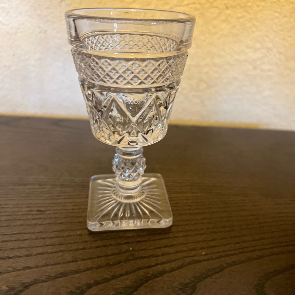 Vintage Pressed Glass Goblet - Clear Decorative Wine Glass